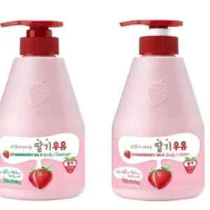 Bundle of Kwailnara  Strawberry Milk Body Lotion & Body Cleanser 560ml