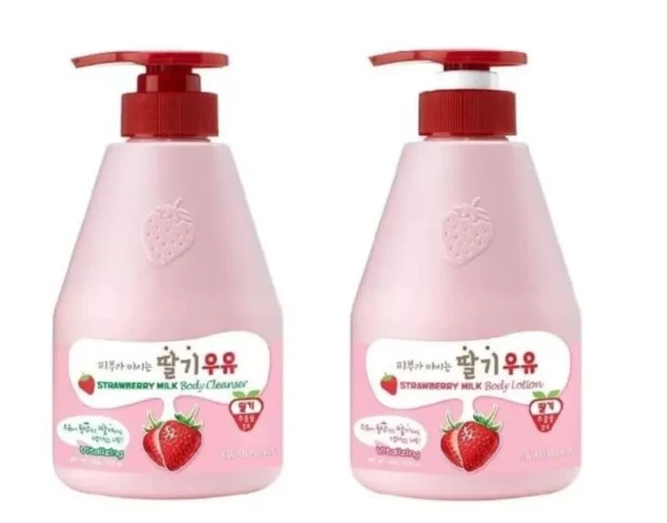 Kwailnara Strawberry Milk Body Lotion & Body Cleanser 560ml Pack