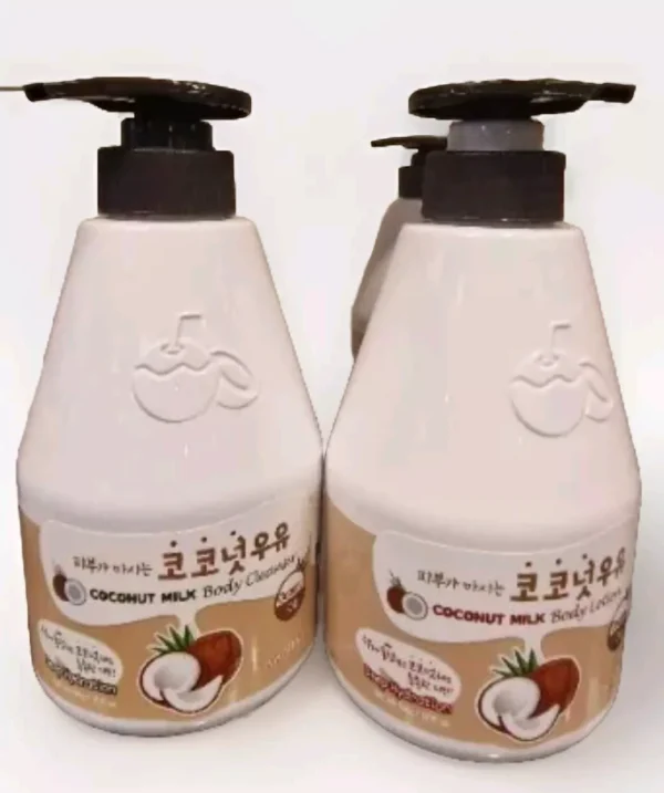 Kwailnara Coconut Milk  Body Lotion & Body Cleanser Korean Beauty 560g Each