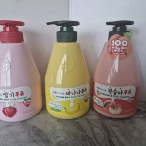 Kwailnara Korean Milk  Body Wash Cleanser Mix ( Peach,Banana & Strawberry) 560g