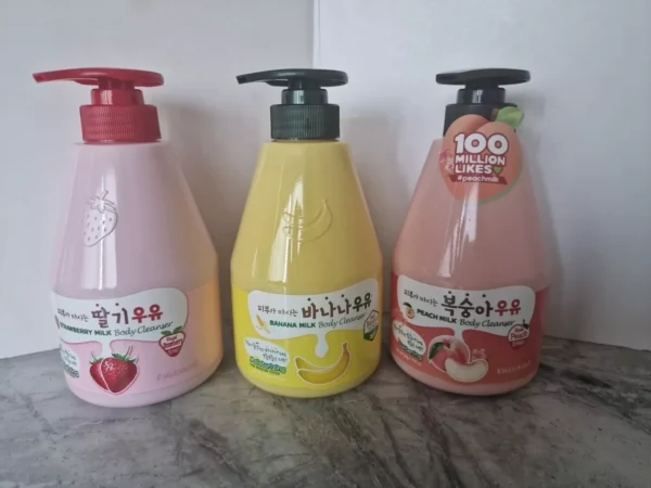 Kwailnara Korean Milk  Body Wash Cleanser Mix ( Peach,Banana & Strawberry) 560g