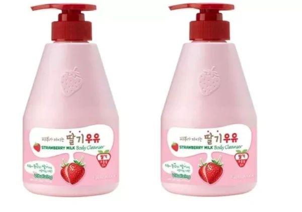 Kwailnara Strawberry Milk  Body Cleanser 560 ml with Pump (Pack of 2)