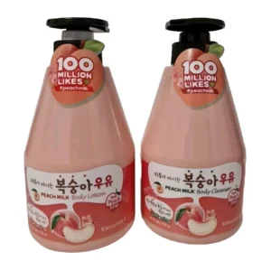 Korean Peach Milk Body  Cleanser and Peach Milk Body Lotion 560g with Pumps