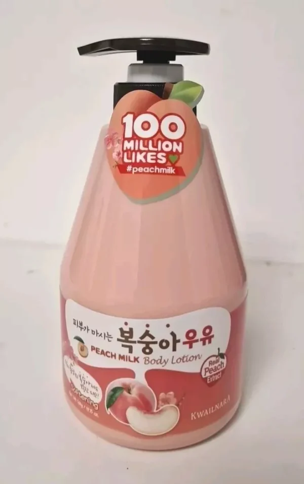 Kwailnara Welcos Korean  Softening Peach Milk Body Lotion Moisturizer 560g