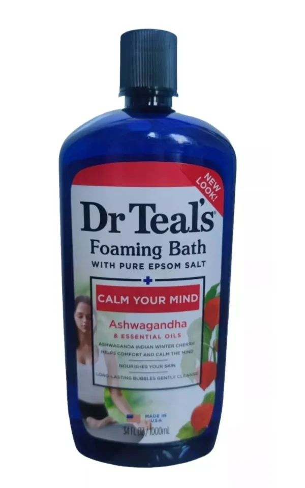 Dr Teal's Foaming Bath  with Pure Epsom Salt + Ashwagandha Oils 1000ml (Free P&P)