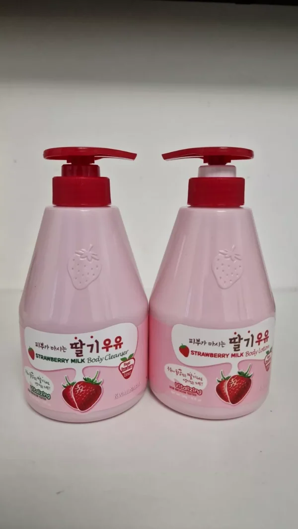 Kwailnara Welcos korean  Strawberry Milk Body Cleanser + Body Milk Lotion