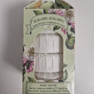 Diamante Bergamot Triple
  Milled Vegetal ITALIAN 4 X 80g round Bar Soaps