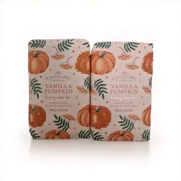 Castelbel Ltd Ed. VANILLA  PUMPKIN Luxury Soap Bar 300g Stitched Pumpkin Wrap X2