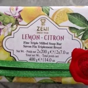 Zeni ~ Lemon Citron Fine
  Triple Milled Bar Soap 2 Bars 200g Each. Gift Idea