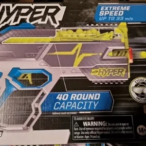 NERF Hyper Rush-40
  Pump-Action Blaster, 30 Hyper Rounds, up to 110 FPS velocity