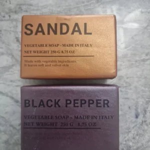 SANDAL & Black Pepper
  Vegetable Soaps 250g X 2. Made In ITALY