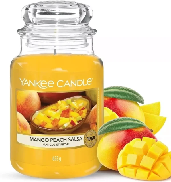 Yankee Candle Scented  Candle, Mango Peach Salsa Large Jar Candle 150hr Burn Time