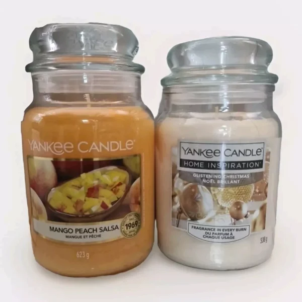 Yankee Candle Scented  Large Jar Glistening Christmas + Mango Peach Salsa Bundle