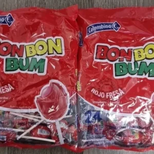 Colombina Bon Bon Bum
  Fresa Strawberry Bubble Gum Pops 24 units – Bundle of 2