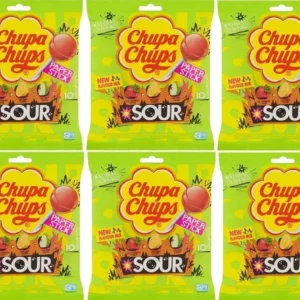 Chupa Chups Lollys Sour
  Lollipop 10 Pack (60 Lollies) Sweet Party Bags 6 Pack