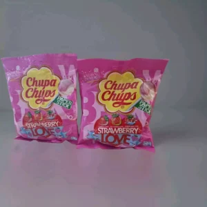 Chupa Chups Strawberry  Lover Lollipop 10 Lollies Per Bag – 2 Bags ( 20 Lollies)