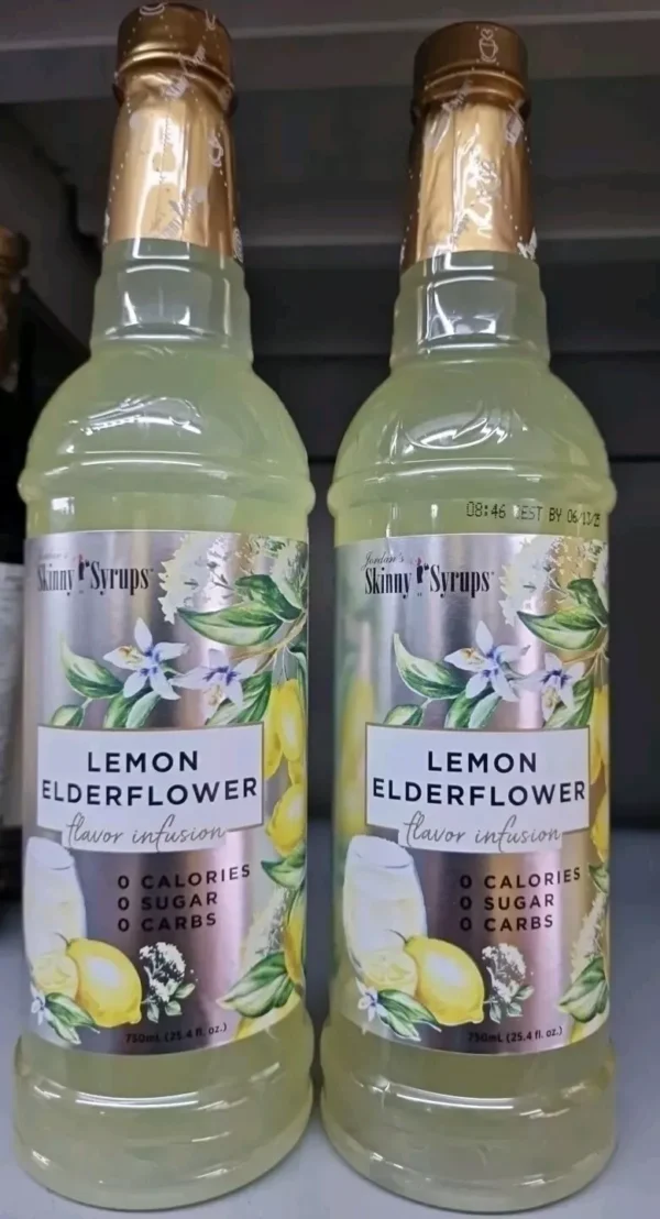 Lot Of 2  Jordan's Skinny Syrup Lemon Elderflower Flavour Sugar Free 750ml