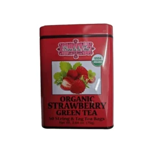 UK Brew La La
  Tea Organic Strawberry Green Tea, Tin of 50x String & Tag Tea Bags