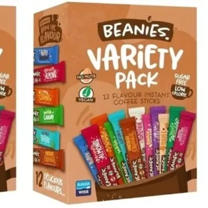 3 x Beanies
  Coffee Sachets Variety Box 12 Per Pack – Mixed Flavoured Instant –