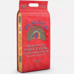 Peacock  Premium Easy Cook USA Long Grain Rice Parboiled Fluffy Grains Pack 10kg