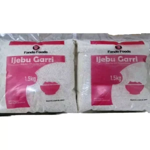 Fando Foods  Ijebu Gari – Garri 3kg – (1.5kg X 2) Grated Cassava Nigeria made