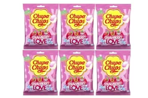 Chupa Chups Strawberry  Lover Lollipop 10 Lollies Per Bag 6 Bags ( 60 Lollies)