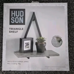 New Hudson Triangle Shelf
  Metal Frame With Wooden Shelf Floating Wall Home Decor