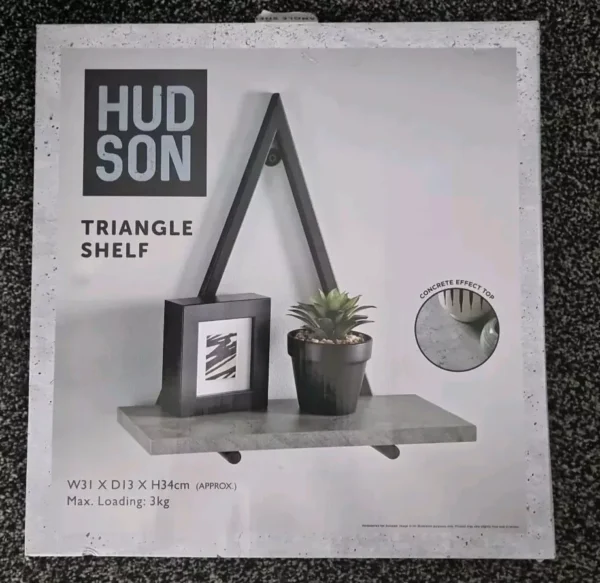 Hudson Triangle Shelf Metal Frame With Wooden Shelf Floating Wall Home Decor